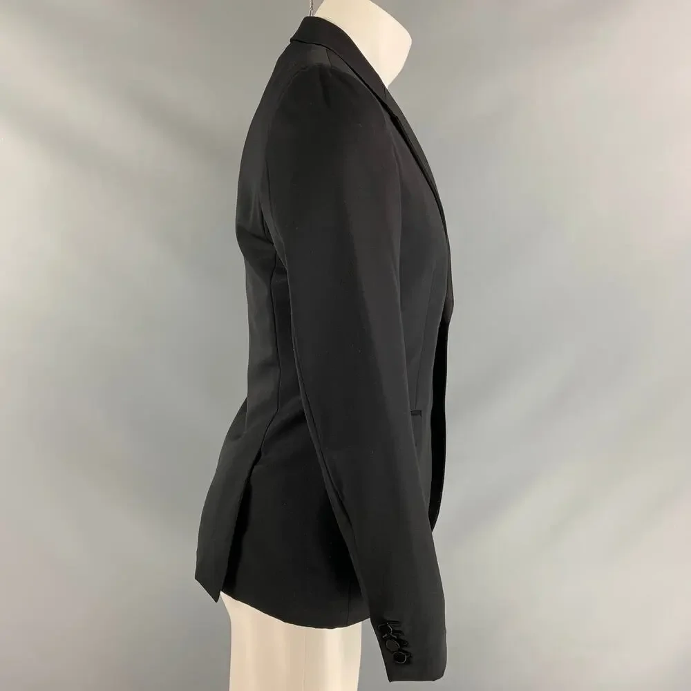 BURBERRY PRORSUM Chest Size 38 Black Virgin Wool Tuxedo Sport Coat